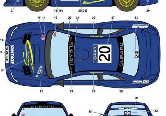 Subaru Impreza WRC2000 - Possum Bourne - drawings (figures) of the car